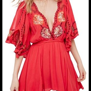 FREE PEOPLE RED CORA DRESS RED SZ MEDIUM